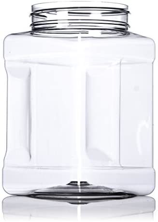 Clear Food Grade PET Plastic Square Grip Storage Jar w/ Cap - 32 Fluid Ounces (3-4 Cup Storage Capacity) BUY 1 GET 1 FREE (MIX AND MATCH - PROMO APPLIES AT CHECKOUT) by Pride Of India 6.00 oz