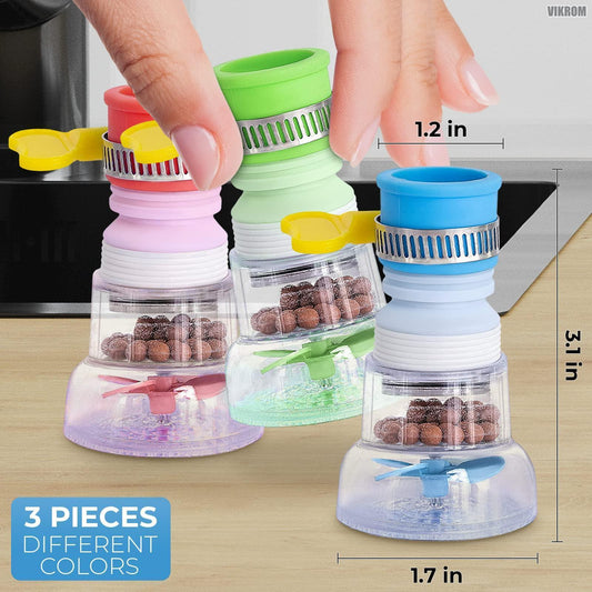 Water Filter Faucet Bathroom Sink 3Pcs Water Filter for Sink Bathroom Faucet Extender Kitchen Sink Water Filter 360° Adjustable Shower