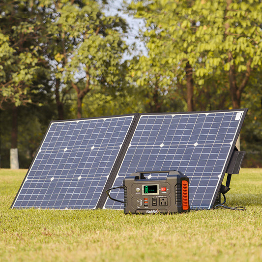 200W Portable Power Station; FlashFish 40800mAh Solar Generator with 50W 18V Portable Solar Panel; Flashfish Foldable Solar Charger with 5V USB 18V DC Output