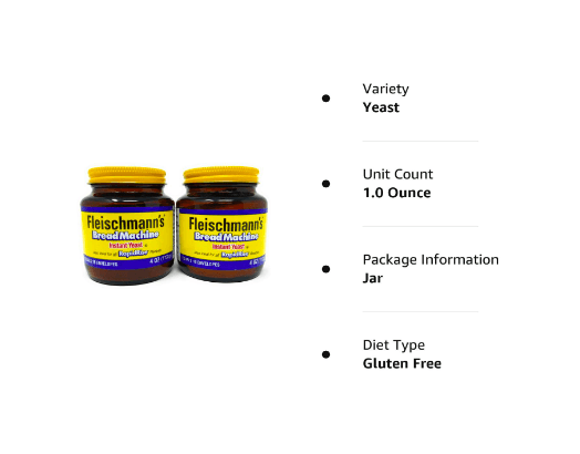 Fleischmann's Bread Machine Yeast, Also Ideal for All Rapid Rise Recipes, Equals 16 Envelopes, 4 oz Jar (Pack of 2)