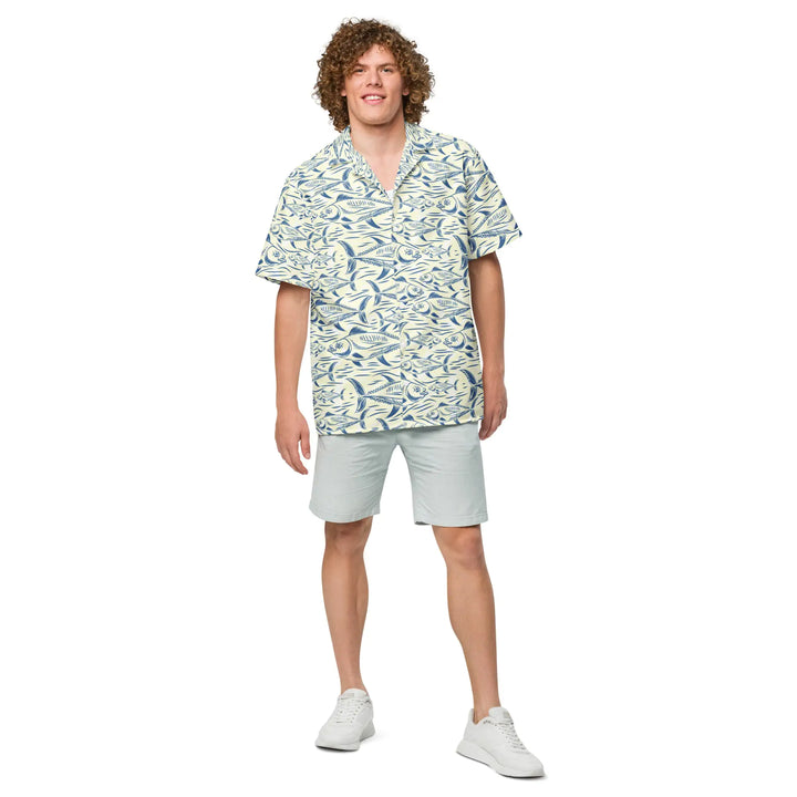 Bonito Island Hawaiian Button Shirt: Dive into Tuna Mayhem!