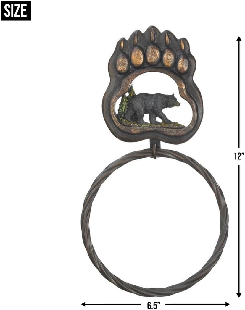 Black Bear Paw Towel Ring 6.5x0.62x12"