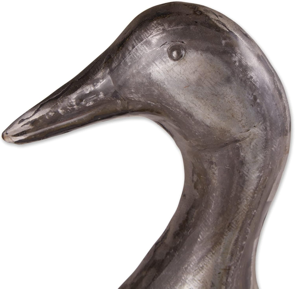 Accent Plus Galvanized Duck Sculpture Duck, 12.5x4.5x14.5