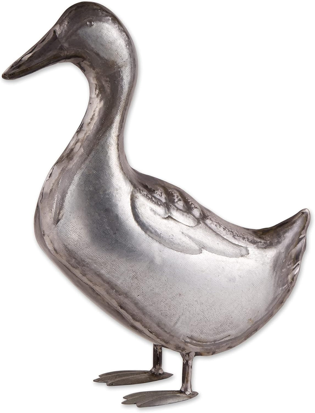 Accent Plus Galvanized Duck Sculpture Duck, 12.5x4.5x14.5