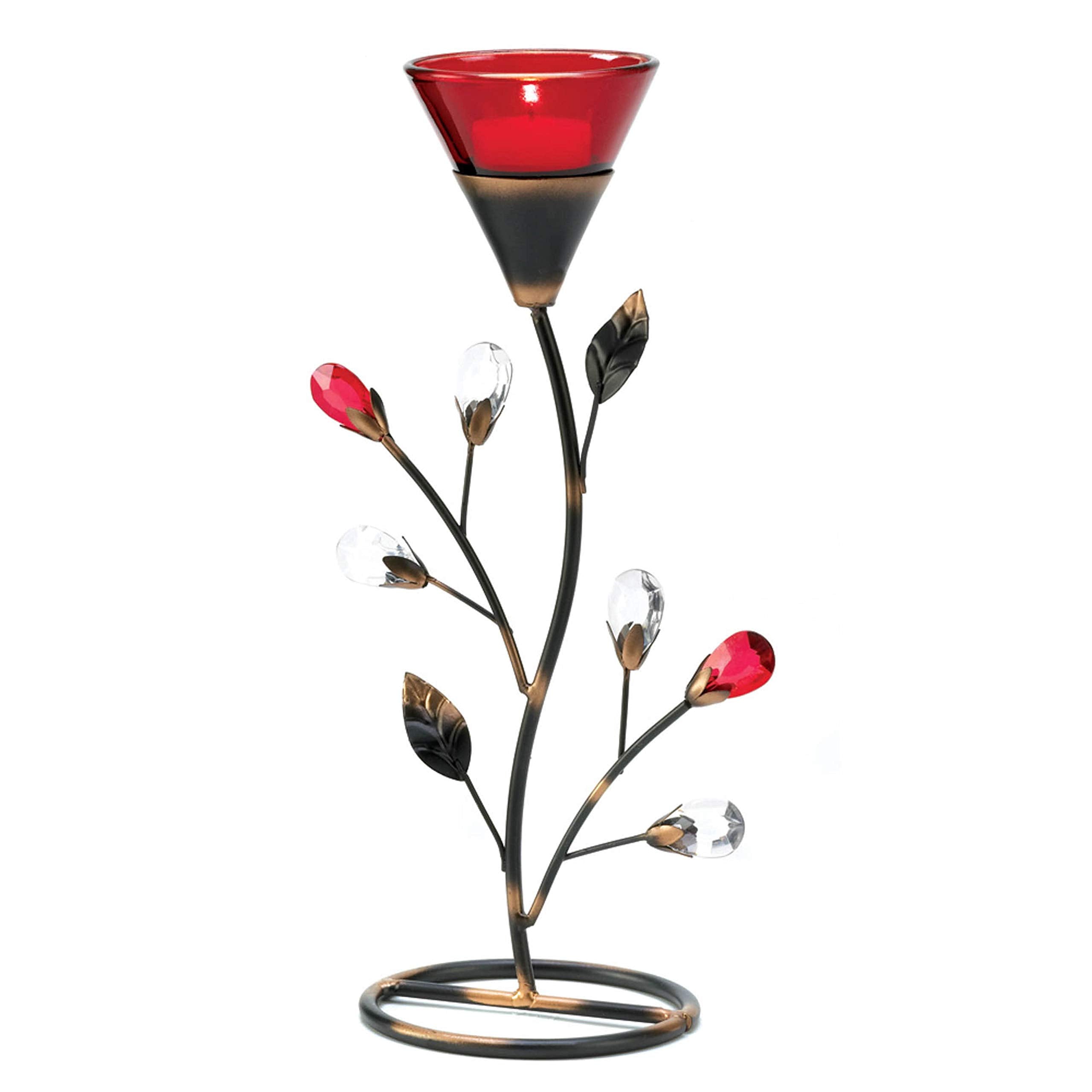 Zingz & Thingz Beauty in The Petals Collection Floral Tealight Candle Holder, 10x10x24.25, Amber Calla Lily