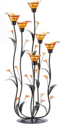 Zingz & Thingz Beauty in The Petals Collection Floral Tealight Candle Holder, 10x10x24.25, Amber Calla Lily