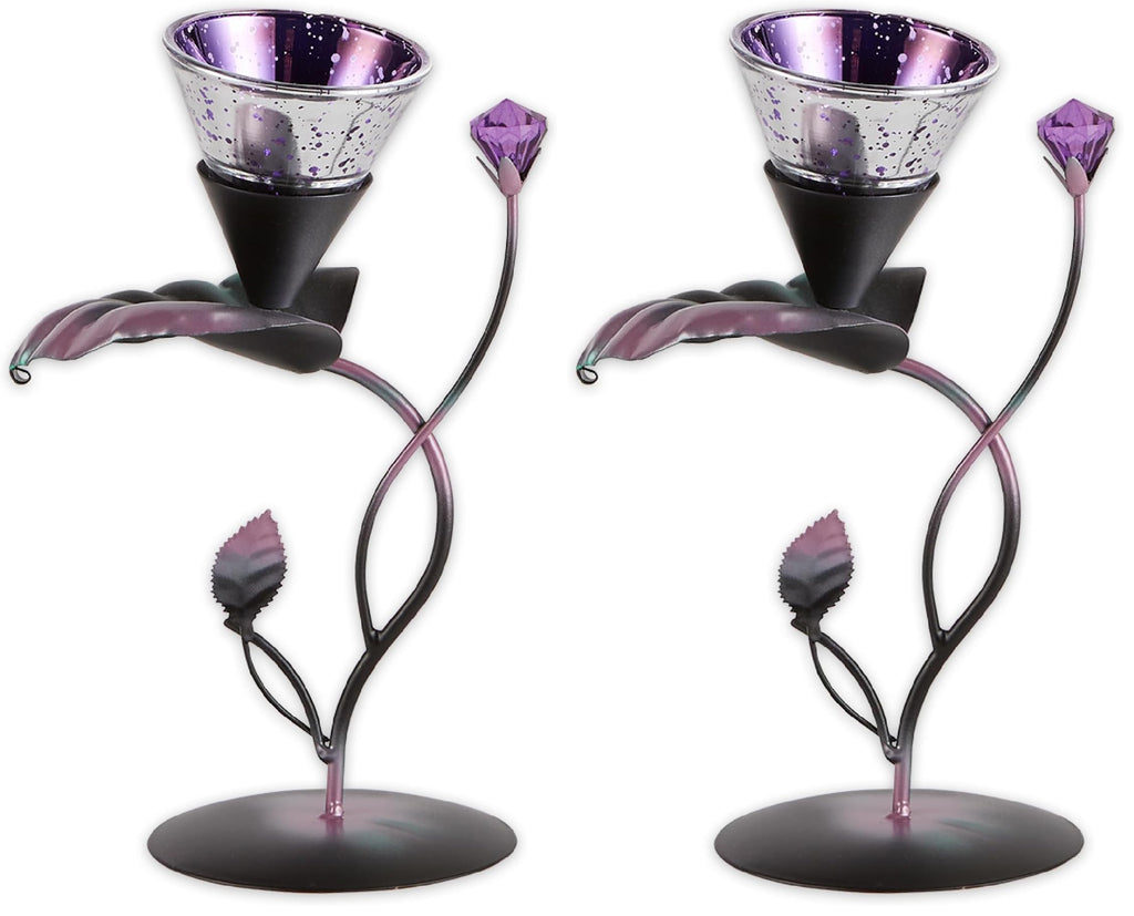Zingz & Thingz Beauty in The Petals Collection Floral Tealight Candle Holder, 10x10x24.25, Amber Calla Lily