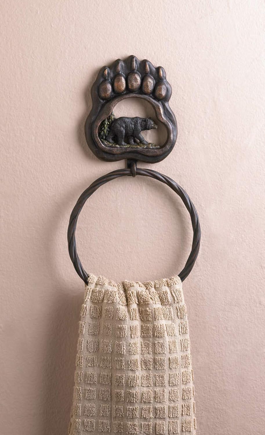 Black Bear Paw Towel Ring 6.5x0.62x12"