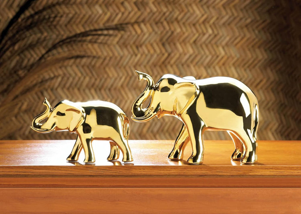 Accent Plus Large Golden Elephant Figure 9x3.5x6.75