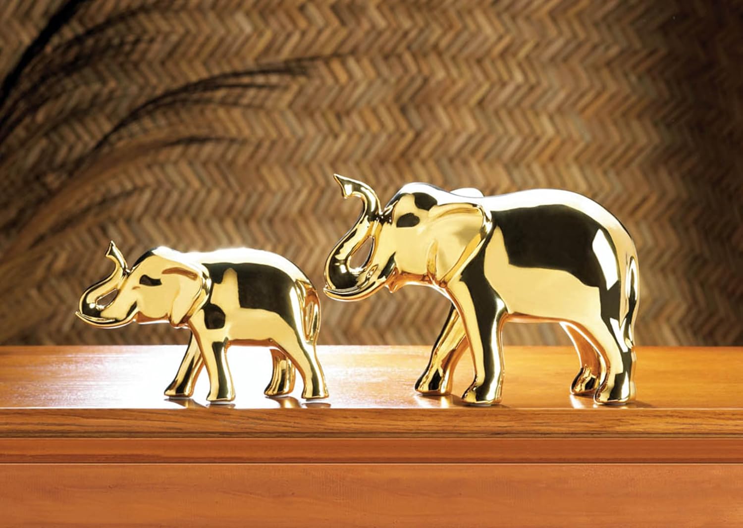 Accent Plus Large Golden Elephant Figure 9x3.5x6.75