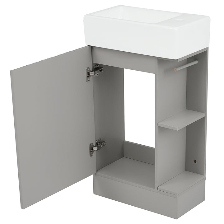 18.6\\\" Bathroom Vanity with Sink, Bathroom Vanity Cabinet with Two-tier Shelf, Left or Right Orientation