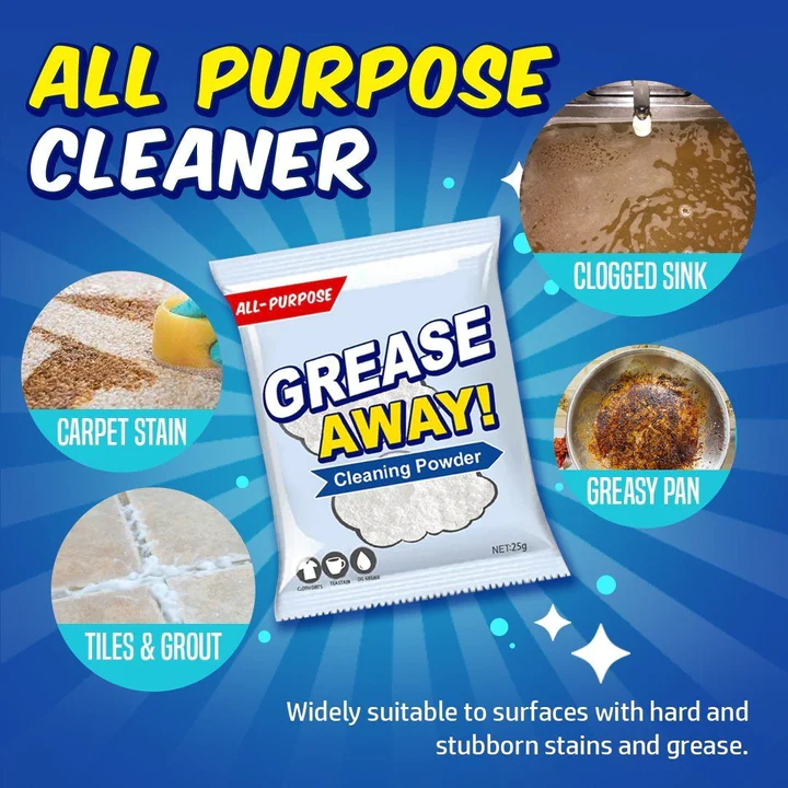 2PCS Grease Away Powder Cleaner Powerful Cleaners Home Kitchern Sink Detergent Sodium Bicarbonate Grease Away Powder