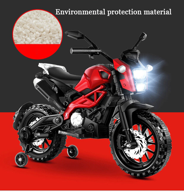 Electric Motorcycle for Kids, kids ride on motorcycle, Tamco 12V Electric Dirt Bike with Training Wheels, Hand Racing Foot Brake,PU seat, Ride on Motorcycle for 3~6 years Boys Girls gift