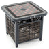 21.5 Inches Outdoor PE Rattan Side Table Square End Table with Umbrella Hole