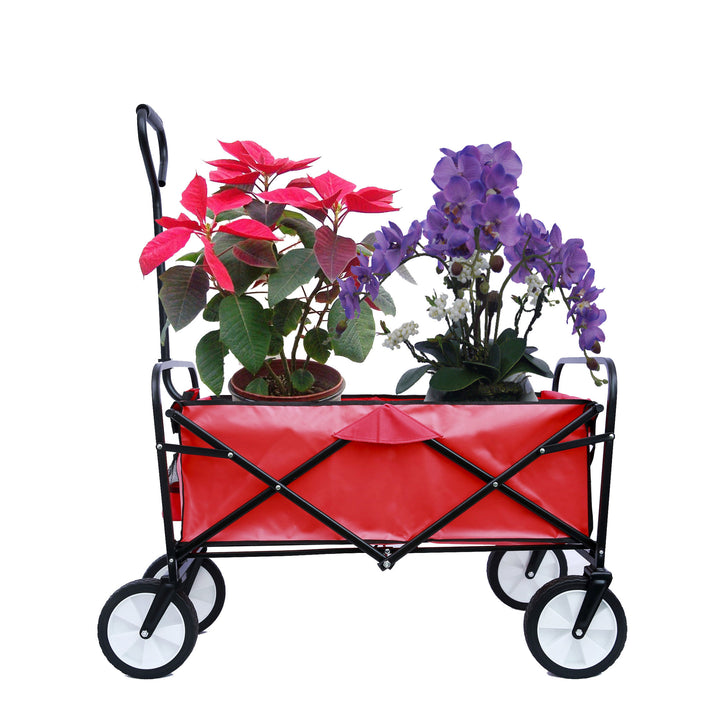Outdoor Folding Wagon Garden ; Large Capacity Folding Wagon Garden Shopping Beach Cart ; Heavy Duty Foldable Cart; for Outdoor Activities; Beaches; Parks; Camping