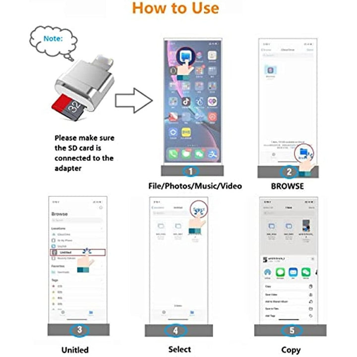 Micro SD Card Reader Converter Suitable For IPhone IPad; OTG To Micro SD/TF Card Reader Viewer Adapter Memory Card Reading For IPhone 14/13/12/Pro/11/X/XR/Max/8 Support IOS 13 And ExFAT & FAT32