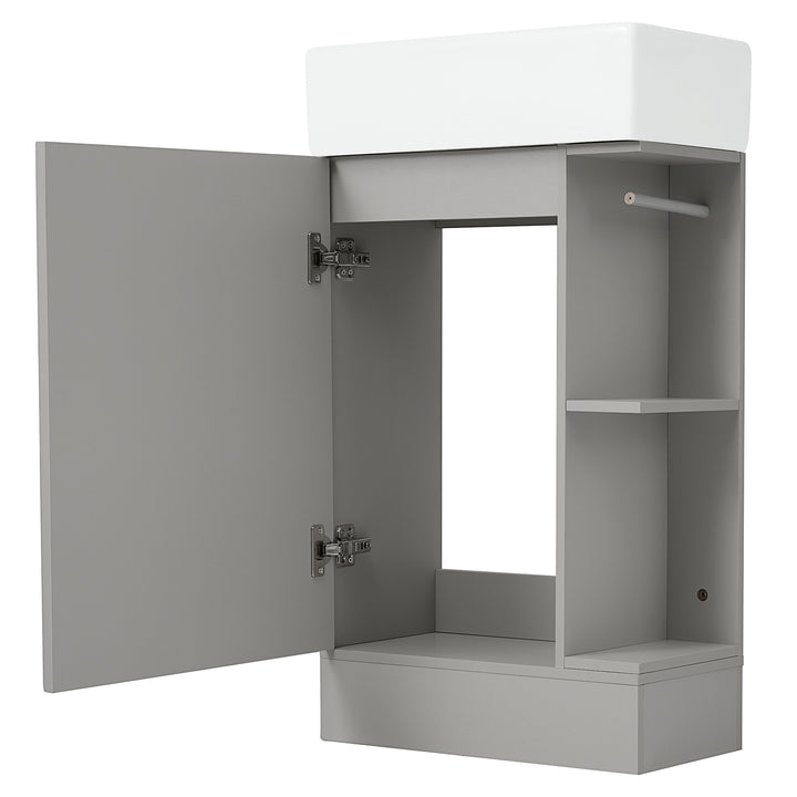 18.6\\\" Bathroom Vanity with Sink, Bathroom Vanity Cabinet with Two-tier Shelf, Left or Right Orientation