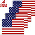 4 Pcs 3 x 5 Ft American US Flags Vivid Color and UV Fade Resistant Canvas Header Double Stitched