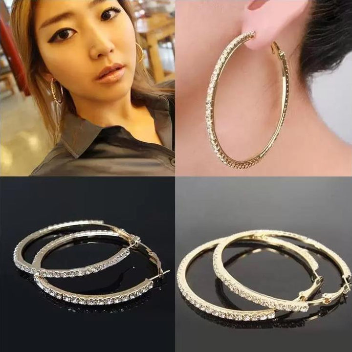 Designer Hoop Earrings 2Pairs/Lot 18K Gold Plated/Silver Plated Circle 3CM/4CM/5CM/6CM/7CM/8CM/9CM/10CM Elegant Big Earrings Jewelry Gifts Women Trendy diamond Crystal