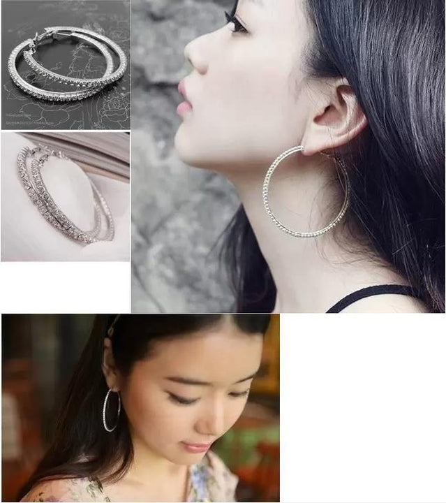 Designer Hoop Earrings 2Pairs/Lot 18K Gold Plated/Silver Plated Circle 3CM/4CM/5CM/6CM/7CM/8CM/9CM/10CM Elegant Big Earrings Jewelry Gifts Women Trendy diamond Crystal