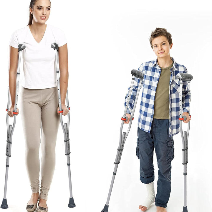 1 Pair Forearm Crutches, Universal Aluminum Non-Slip Crutches with Adjustable Height and Turning Arm Cuffs