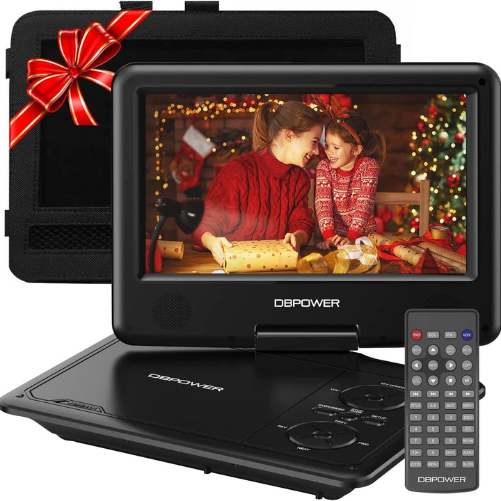 DBPOWER 11.5" Portable DVD Player, 5-Hour Built-in Rechargeable Battery, 9" Swivel Screen, Support CD/DVD/SD Card/USB, Remote Control, 1.8 Meter Car Charger, Power Adaptor and Car Headrest