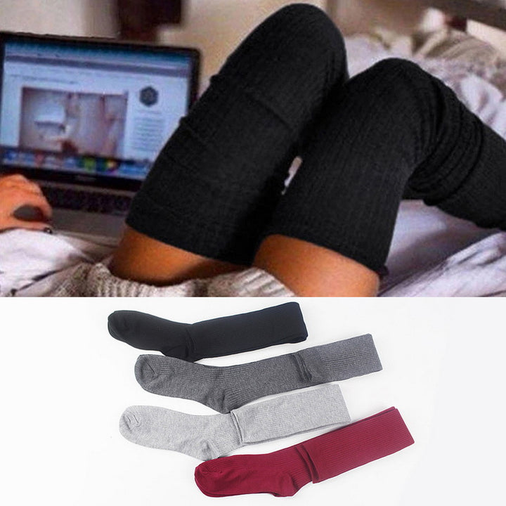 3 Pairs Women's Stockings Gaiters Striped Long Socks Thigh 2022 Winter High Stockings Warm Over Knee Socks Soft Wool Stocking