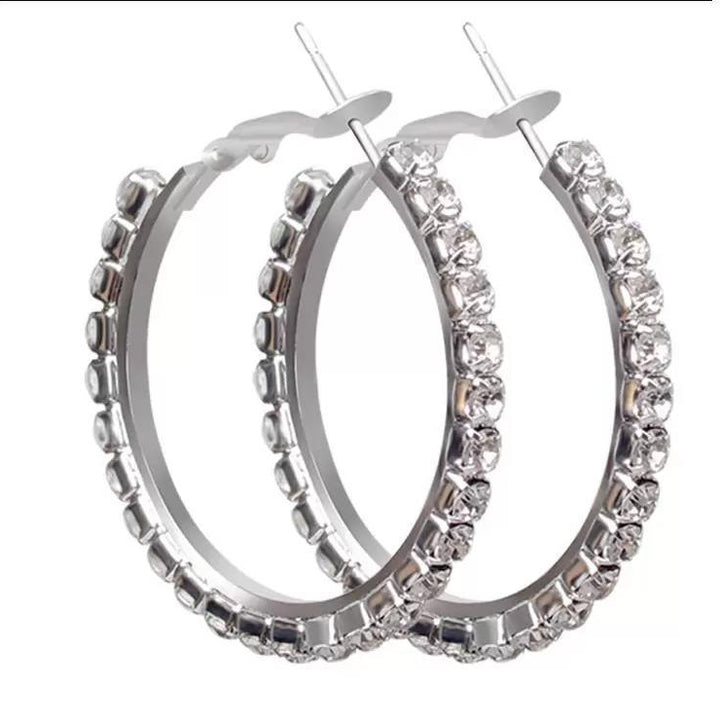 Designer Hoop Earrings 2Pairs/Lot 18K Gold Plated/Silver Plated Circle 3CM/4CM/5CM/6CM/7CM/8CM/9CM/10CM Elegant Big Earrings Jewelry Gifts Women Trendy diamond Crystal