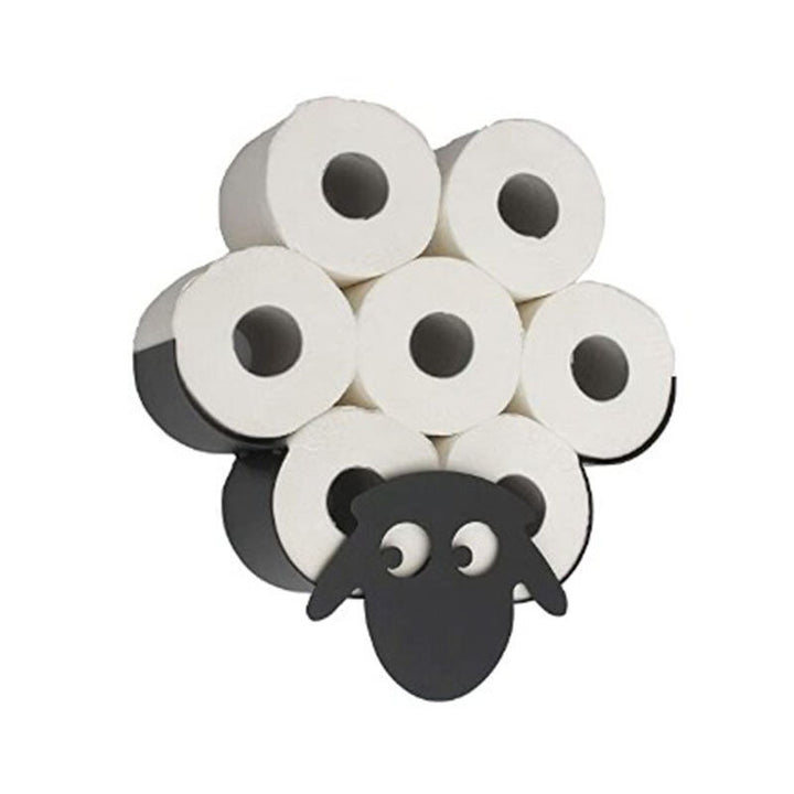 Sheep Toilet Paper Roll Holder,Metal Wall Mounted Bathroom Tissue Storage Organizer