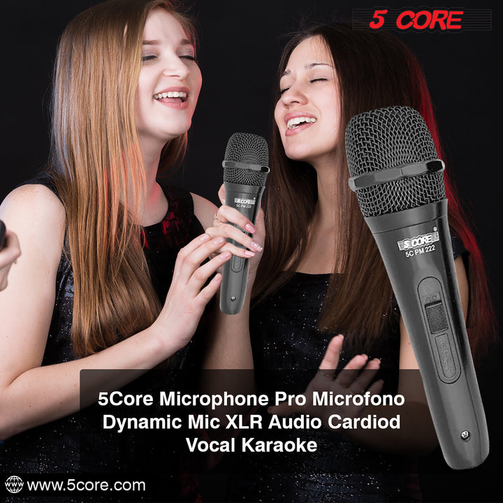 5 CORE Microphone Dynamic Vocal Handheld Mic Cardioid Unidirectional Microfono w On Off Switch + XLR Audio Cable for Singing Karaoke Public Speaking & Parties - PM-222