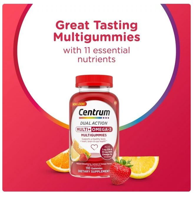 Centrum Multigummies Adult Gummy Vitamins, Multivitamin Supplements, Assorted Fruit, 110 Ct