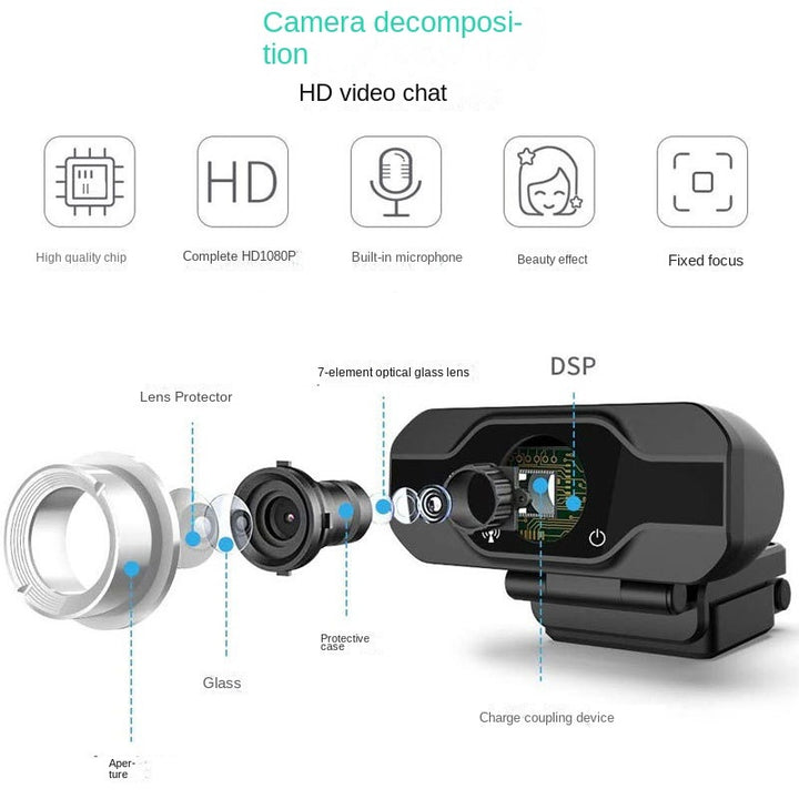 Cross border HD Webcam Online Video Live Online Course USB Drive free Computer Camera 1080P