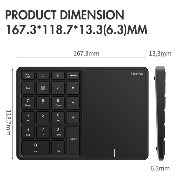 Numeric Keyboard With Touchpad Bluetooth Keypad 2.4G Wireless Numer Pad Rechargable For Android Windows IOS Laptop Tablet