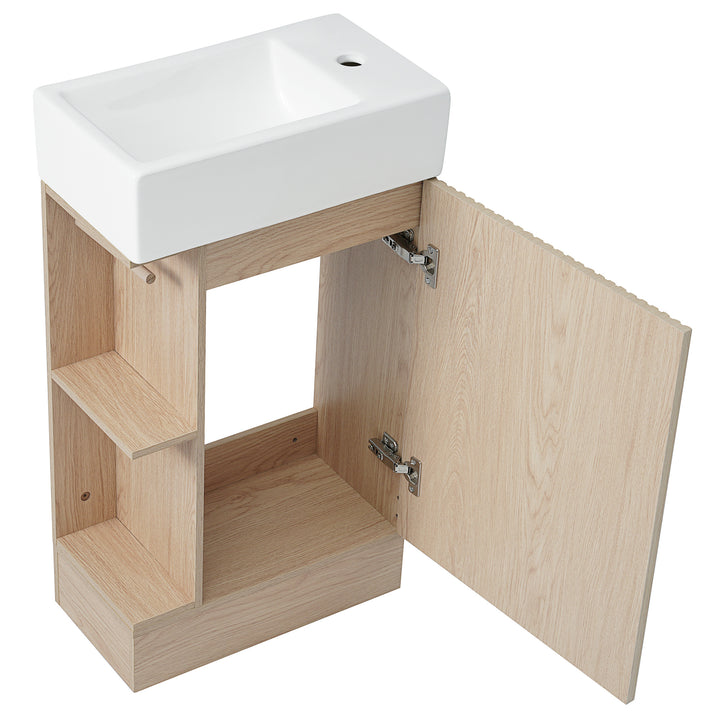 18.6\\\" Bathroom Vanity with Sink, Bathroom Vanity Cabinet with Two-tier Shelf, Left or Right Orientation