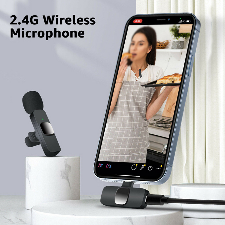 Wireless Lavalier Lapel Microphone for iPhone 15 Series/Android/Computer - Bluetooth Mini Phone Microphones for Video Recording - 2 Clip on Mics with USB C Interface for Tiktok YouTube Vlog