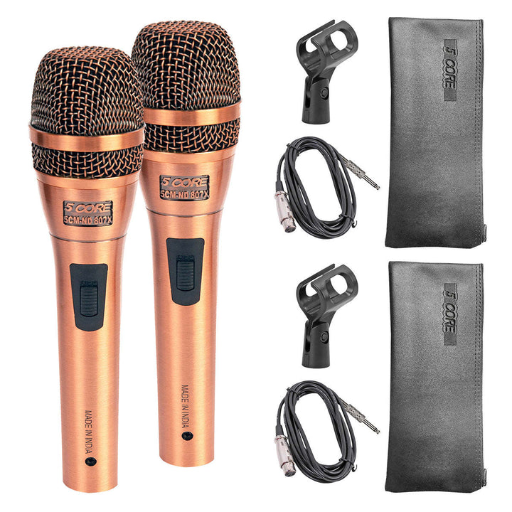 5 CORE Professional Dynamic Vocal Microphone Neodymium Cardioid Unidirectional Handheld Mic for Singing Karaoke Steel Mesh Grille Metal Body With ON Off Switch + 16ft Detachable Cable + Clip + Bag