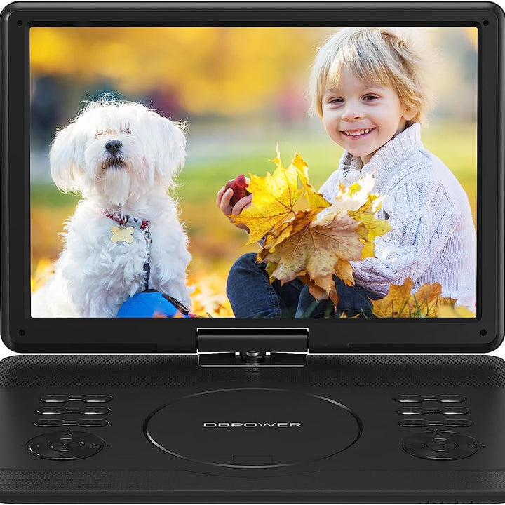 DBPOWER 16.9" Portable DVD Player with 14.1" HD Swivel Large Screen, Support DVD/USB/SD Card and Multiple Disc Formats, 6 Hrs 5000mAH Rechargeable Battery, Sync TV/Projector, High Volume Speaker