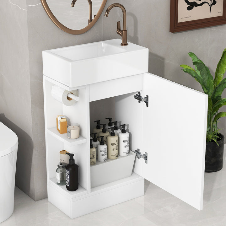 18.6\\\" Bathroom Vanity with Sink, Bathroom Vanity Cabinet with Two-tier Shelf, Left or Right Orientation