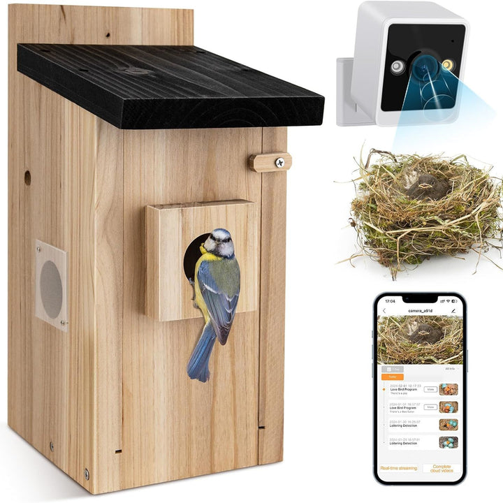 Smart Bird House with Camera,3MP Birdhouse Camera for Outdoors,Auto Capture Bird Videos & Motion Detection,Watch Bird Nesting & Hatching in Real Time,DIY Ideal Gift