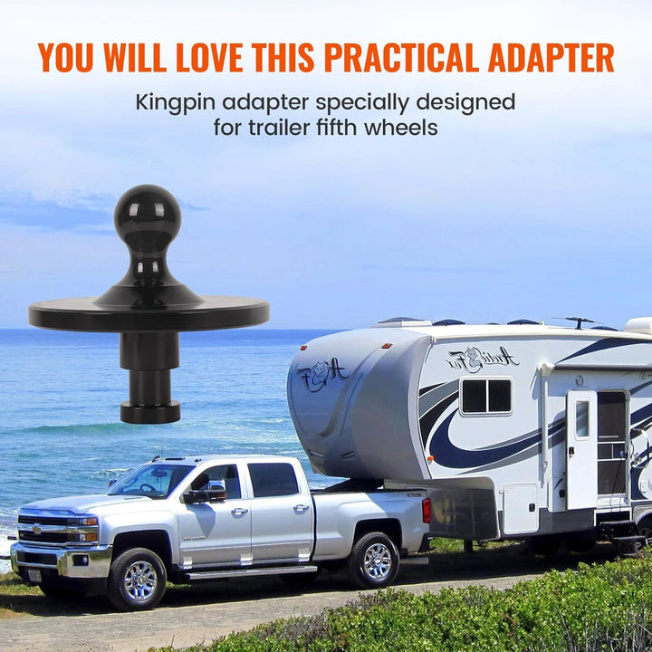 5th Wheel to Gooseneck Adapter, 2-5/16" Kingpin to Gooseneck Ball Towing Receiver Adapter, 30000 lbs Load Capacity, Fit for Fifth Wheel Tractor Trailer RV Truck, Black