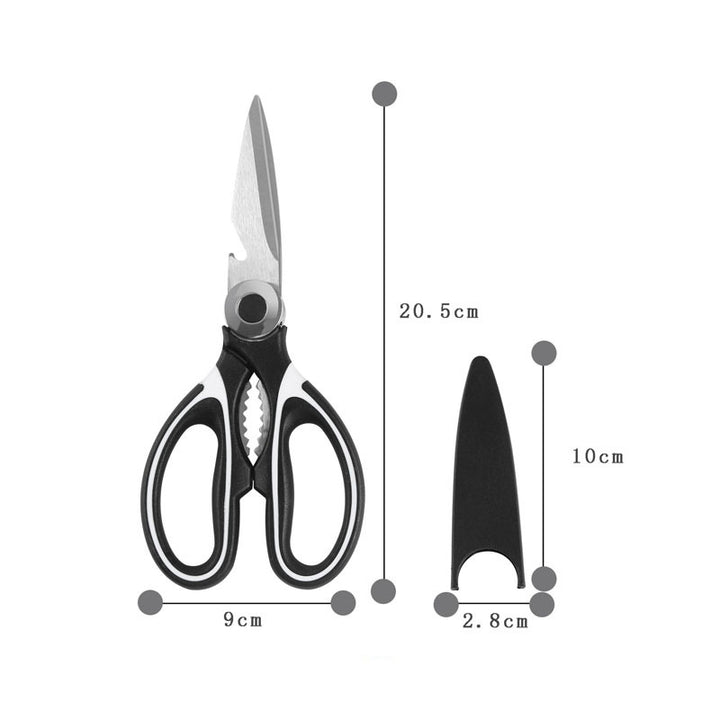 Multifunctional Heavy Duty Ultra Sharp Kitchen Shears with Cover, Stainless Steel Kitchen Scissor with Beer Bottle Opener, Fish Scale Remover and Nut Cracker - Kitchen Gadget Tool