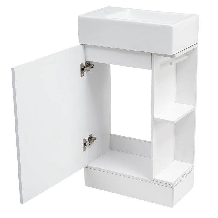 18.6\\\" Bathroom Vanity with Sink, Bathroom Vanity Cabinet with Two-tier Shelf, Left or Right Orientation