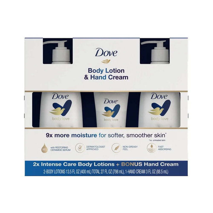 Dove 2x Intense Care 13.5 oz Body Lotions + 3oz Bonus Hand Cream