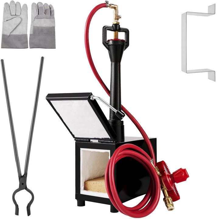 Propane Knife Forge, Blacksmithing Forge with Single Burner, Portable Propane Forge with Single Durable Door, Large Capacity Farrier Forge, Square Propane Burner Forge for Knife and Tool Making