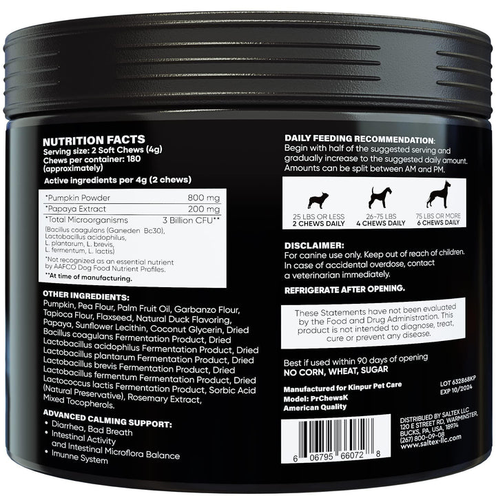 Probiotics for Dogs Support Gut Health Itchy Skin Allergies Yeast Balance Immunity Dog Probiotics and Digestive Enzymes for Small Medium and Large Dogs 180 Probiotic Chews for Dogs Duck Flavor