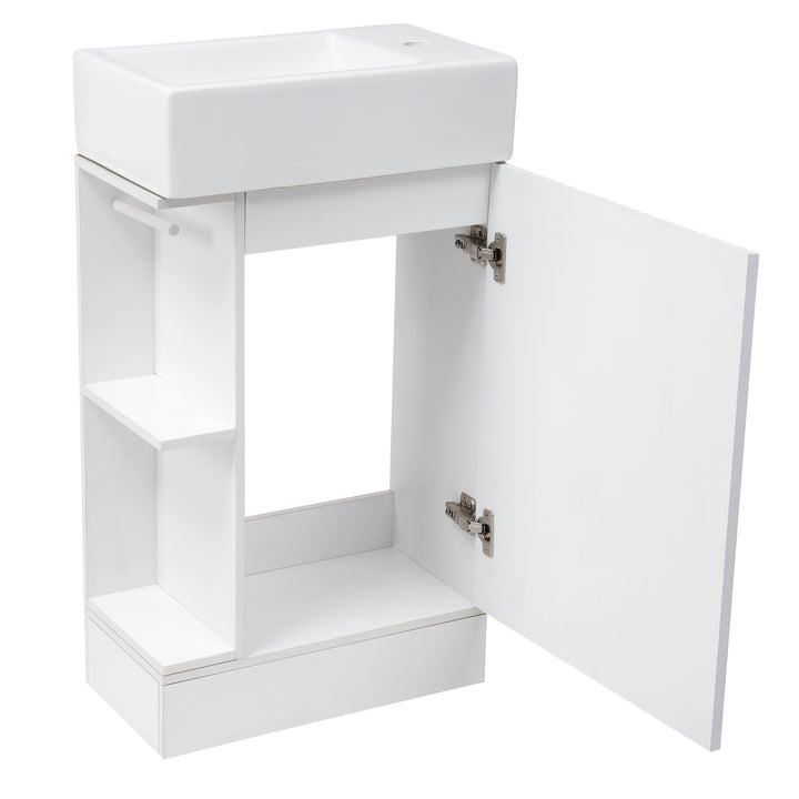 18.6\\\" Bathroom Vanity with Sink, Bathroom Vanity Cabinet with Two-tier Shelf, Left or Right Orientation