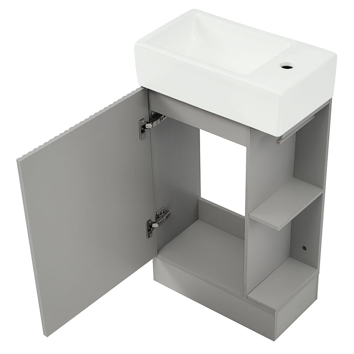 18.6\\\" Bathroom Vanity with Sink, Bathroom Vanity Cabinet with Two-tier Shelf, Left or Right Orientation