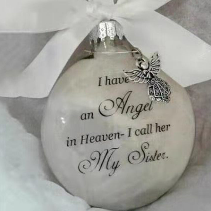 In Heaven Relatives Name Ornament, Keepsake Feather Plastic Ball Christmas Tree Charm Hanging