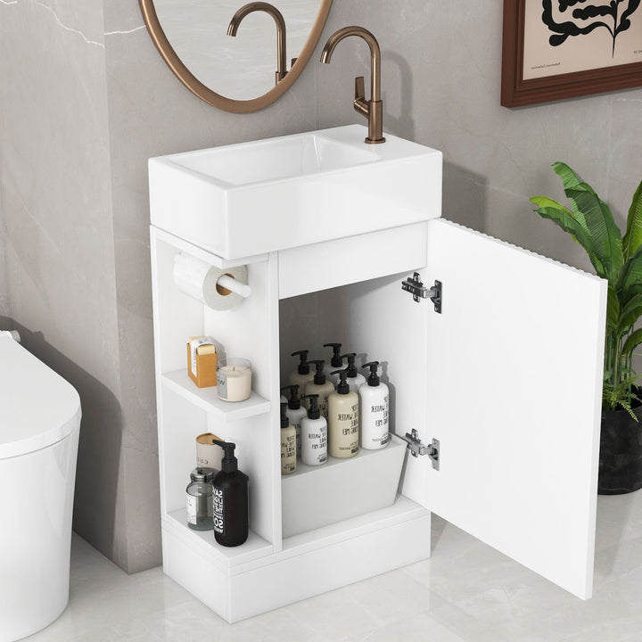 18.6\\\" Bathroom Vanity with Sink, Bathroom Vanity Cabinet with Two-tier Shelf, Left or Right Orientation