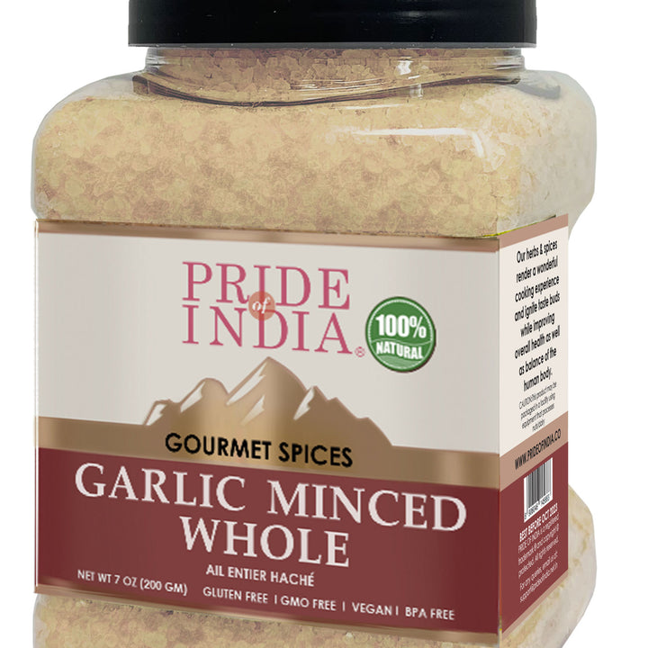 Pride of India – Garlic Minced – Gourmet Seasoning – Ideal for Dips/Sauces/Bread/Salad/Stir-Fries – Ideal Pantry Condiments – Easy to Use